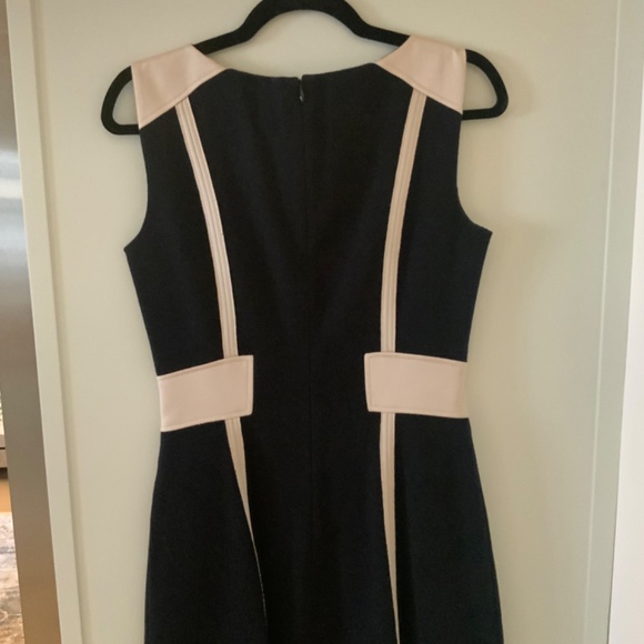Laurel navy wool dress with leather trim - a classic! - Picture 3 of 4